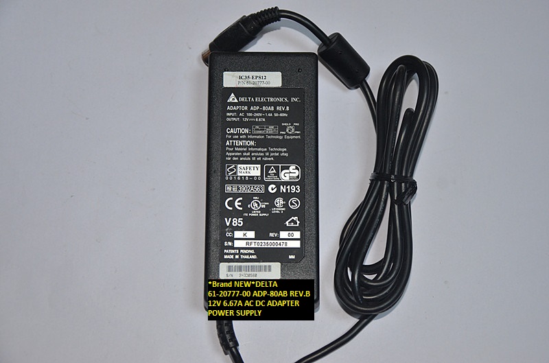 *Brand NEW*DELTA 61-20777-00 ADP-80AB REV.B 12V 6.67A AC DC ADAPTER POWER SUPPLY